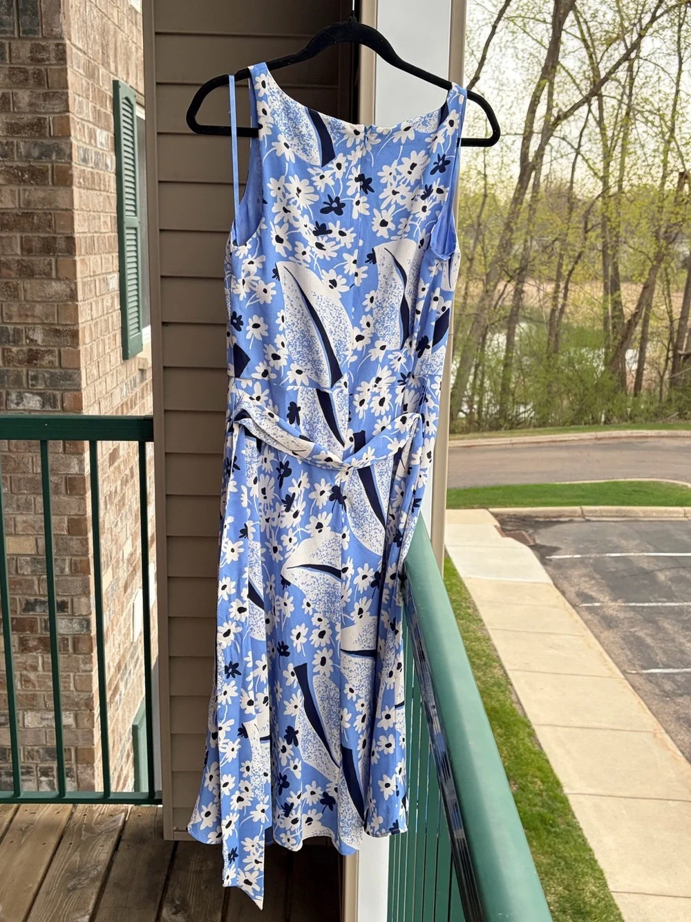 🆕🦋Lauren Ralph Lauren Blue Floral Midi Dress Belted Fit & Flare Summer Size 6 - Picture 5 of 17